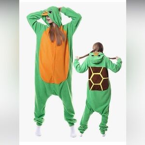 Green and Orange Sea Turtle Onesie Pajamas Great For Halloween